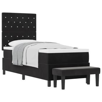 Boxspringbett mit Matratze & Bank Schwarz 80x200 cm Samt