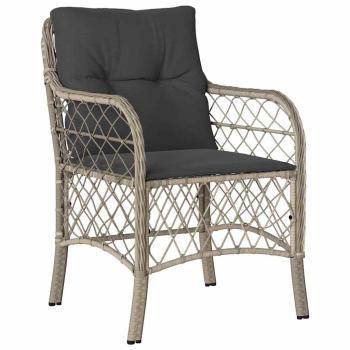 7-teiliges Garten-Esszimmer-Set mit Kissen Hellgrauer Poly-Rattan