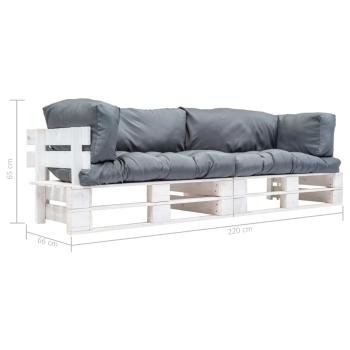 2-tlg. Garten-Palettensofa-Set Kissen in Grau Kiefernholz