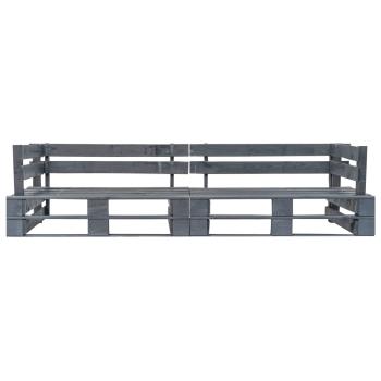 2-tlg. Outdoor-Sofa-Set Paletten Kissen Sandfarben Kiefernholz