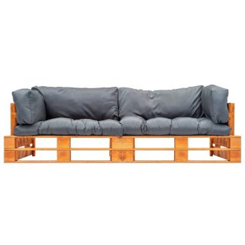 2-tlg. Garten-Palettensofa-Set Kissen in Grau Kiefernholz