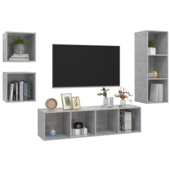 4-tlg. TV-Schrank-Set Betongrau Holzwerkstoff