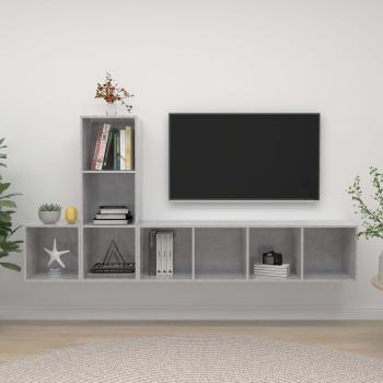 ARDEBO.de - 3-tlg. TV-Schrank-Set Betongrau Holzwerkstoff