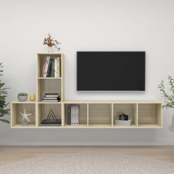 ARDEBO.de - 3-tlg. TV-Schrank-Set Sonoma-Eiche Holzwerkstoff