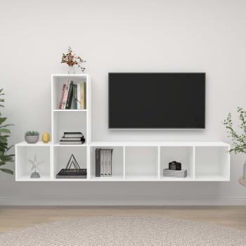 ARDEBO.de - 3-tlg. TV-Schrank-Set Weiß Holzwerkstoff
