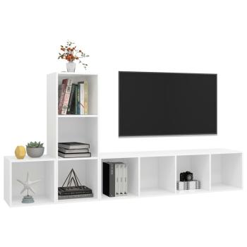 3-tlg. TV-Schrank-Set Weiß Holzwerkstoff