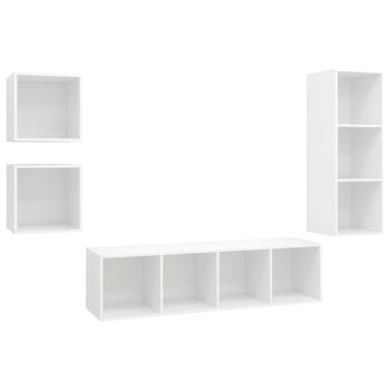 4-tlg. TV-Schrank-Set Weiß Holzwerkstoff
