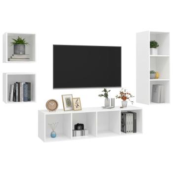 4-tlg. TV-Schrank-Set Weiß Holzwerkstoff
