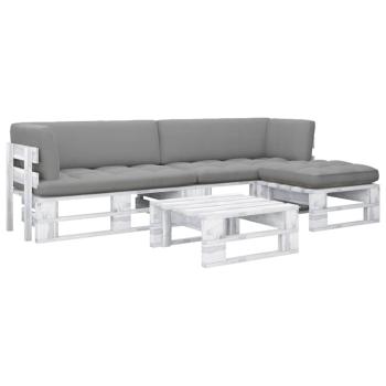 ARDEBO.de - 4-tlg. Paletten-Lounge-Set Weiß Imprägniertes Kiefernholz
