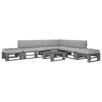 ARDEBO.de - 6-tlg. Paletten-Lounge-Set Grau Imprägniertes Kiefernholz