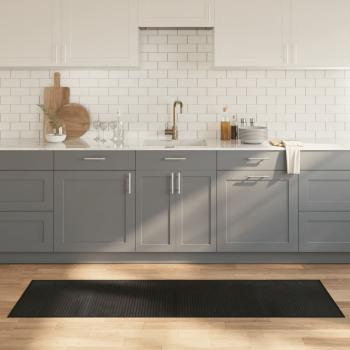 ARDEBO.de - Teppich Rechteckig Schwarz 60x200 cm Bambus