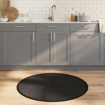 ARDEBO.de - Teppich Rund Schwarz 100 cm Bambus