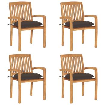ARDEBO.de - Stapelbare Gartenstühle mit Kissen 4 Stk. Massivholz Teak