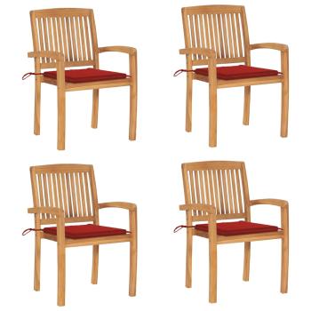 ARDEBO.de - Stapelbare Gartenstühle mit Kissen 4 Stk. Massivholz Teak