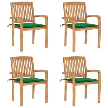 ARDEBO.de - Stapelbare Gartenstühle mit Kissen 4 Stk. Massivholz Teak