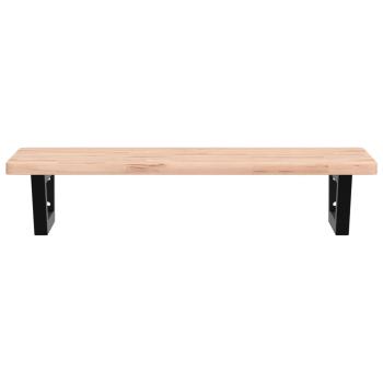 Waschbeckenregal Wandmontage Stahl und Massivholz Buche
