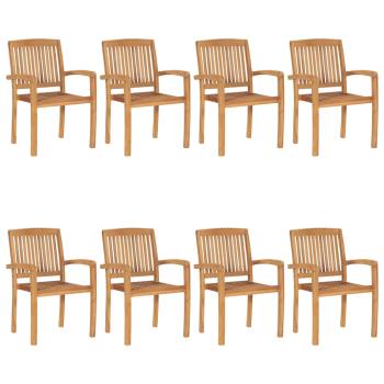 Stapelbare Gartenstühle mit Kissen 8 Stk. Massivholz Teak