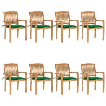 ARDEBO.de - Stapelbare Gartenstühle mit Kissen 8 Stk. Massivholz Teak