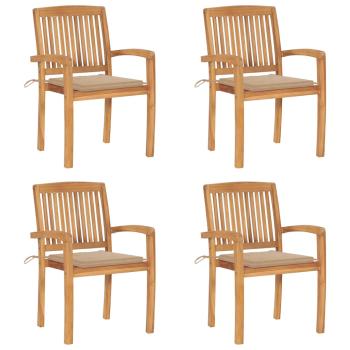 ARDEBO.de - Stapelbare Gartenstühle mit Kissen 4 Stk. Massivholz Teak