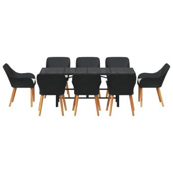 Garten Essgruppe mit Kissen 9 pcs Schwarz Poly-Rattan