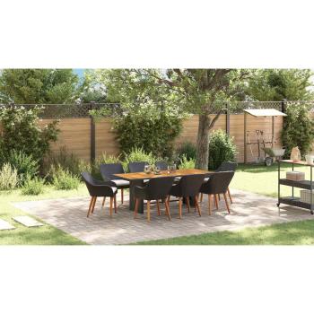 Garten Essgruppe mit Kissen 9 pcs Schwarz Poly-Rattan
