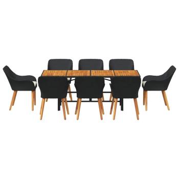 9-teiliges Garten Esstisch Set Schwarzes Poly Rattan