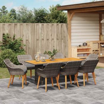 9-teilige Garten Essgruppe Grau Poly Rattan