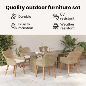 Garten Essgruppe mit Kissen 7 pcs Beige Poly-Rattan