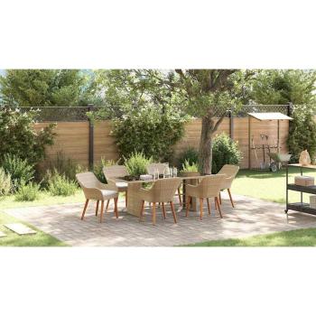 Garten Essgruppe mit Kissen 7 pcs Beige Poly-Rattan