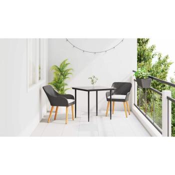 Garten Essgruppe mit Kissen 3 pcs Schwarz Poly-Rattan