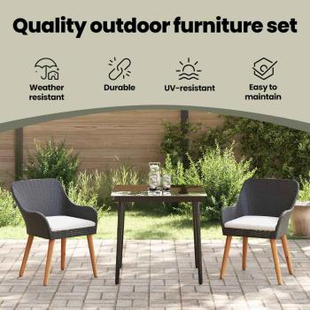 Garten Essgruppe mit Kissen 3 pcs Schwarz Poly-Rattan