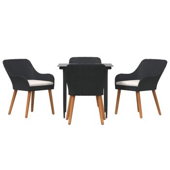 Garten Essgruppe mit Kissen 5 pcs Schwarz Poly-Rattan