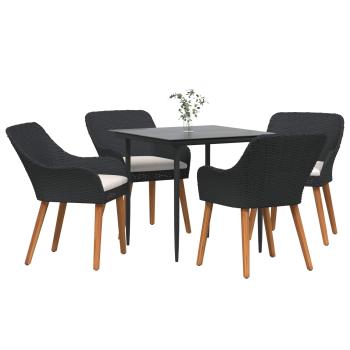 Garten Essgruppe mit Kissen 5 pcs Schwarz Poly-Rattan