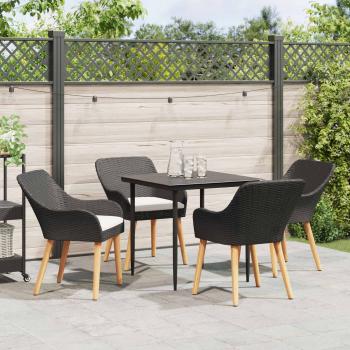 Garten Essgruppe mit Kissen 5 pcs Schwarz Poly-Rattan