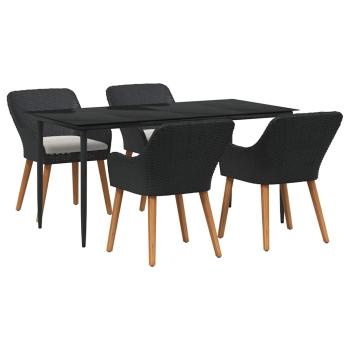 5-Teiliges Garten-Dining-Set Schwarz Poly-Rattan