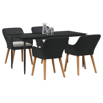 5-Teiliges Garten-Dining-Set Schwarz Poly-Rattan