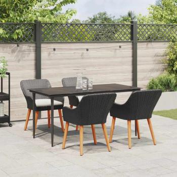 5-Teiliges Garten-Dining-Set Schwarz Poly-Rattan