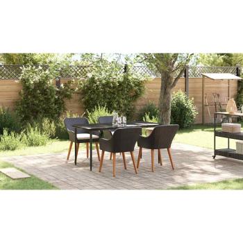 5-Teiliges Garten-Dining-Set Schwarz Poly-Rattan