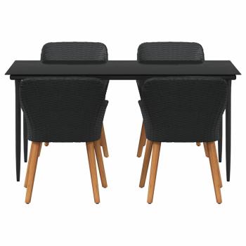 5-Teiliges Garten-Dining-Set Schwarz Poly-Rattan