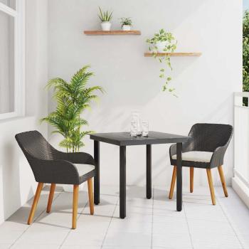 ARDEBO.de - 3-teiliges Garten-Essz Set Schwarzes Poly-Rattan