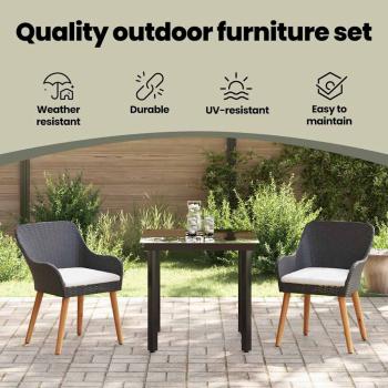 Garten Essgruppe mit Kissen 3 pcs Schwarz Poly-Rattan
