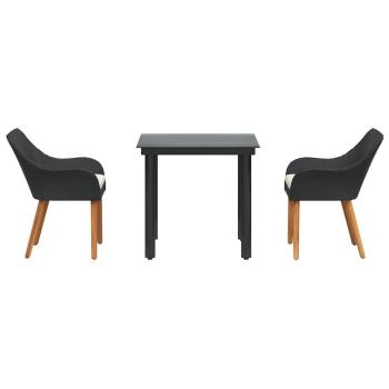 3-teiliges Garten-Essz Set Schwarzes Poly-Rattan