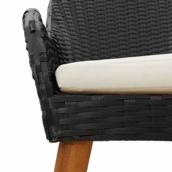 3-teiliges Garten-Essz Set Schwarzes Poly-Rattan