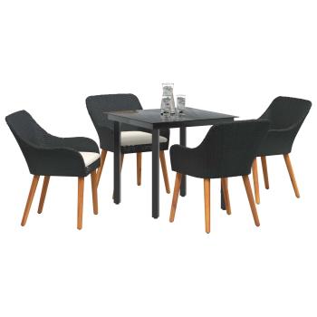 Garten Essgruppe mit Kissen 5 pcs Schwarz Poly-Rattan