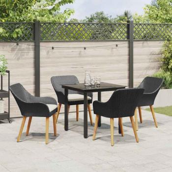 5-teiliges Garten Essset Schwarzes Poly-Rattan