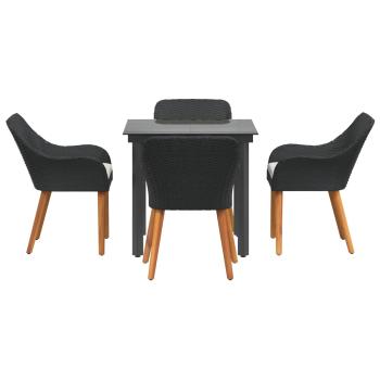 Garten Essgruppe mit Kissen 5 pcs Schwarz Poly-Rattan
