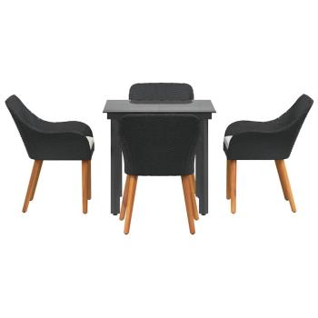 5-teiliges Garten Essset Schwarzes Poly-Rattan