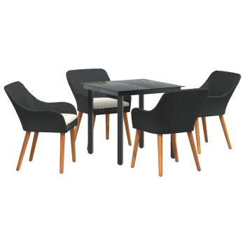 Garten Essgruppe mit Kissen 5 pcs Schwarz Poly-Rattan