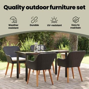 Garten Essgruppe mit Kissen 5 pcs Schwarz Poly-Rattan