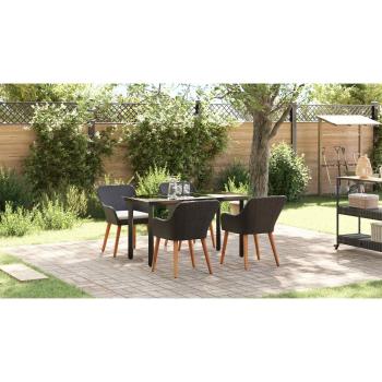 Garten Essgruppe mit Kissen 5 pcs Schwarz Poly-Rattan